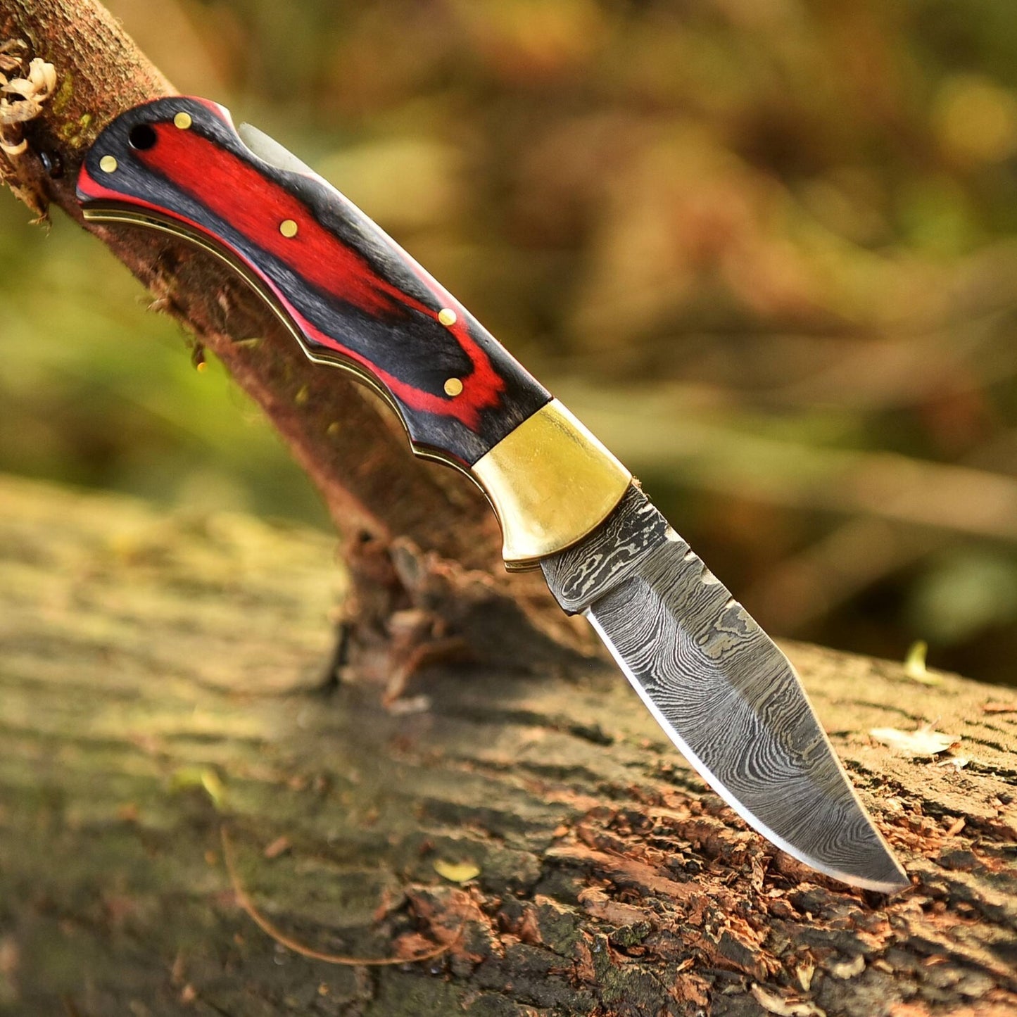 Handmade Best Folding Knife Gift – Brown Wood Handle