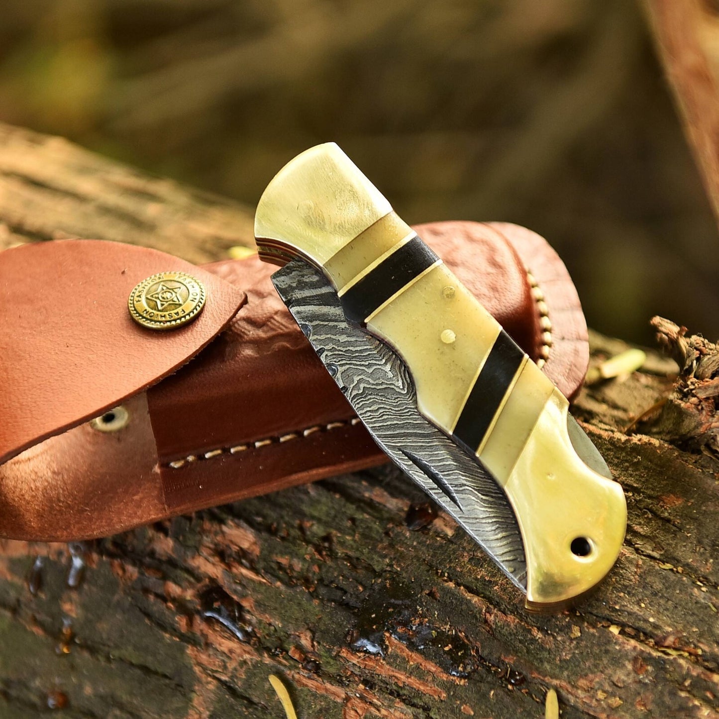 Handmade Pocket Knife Gift – Bone & Wood, Camping Tool