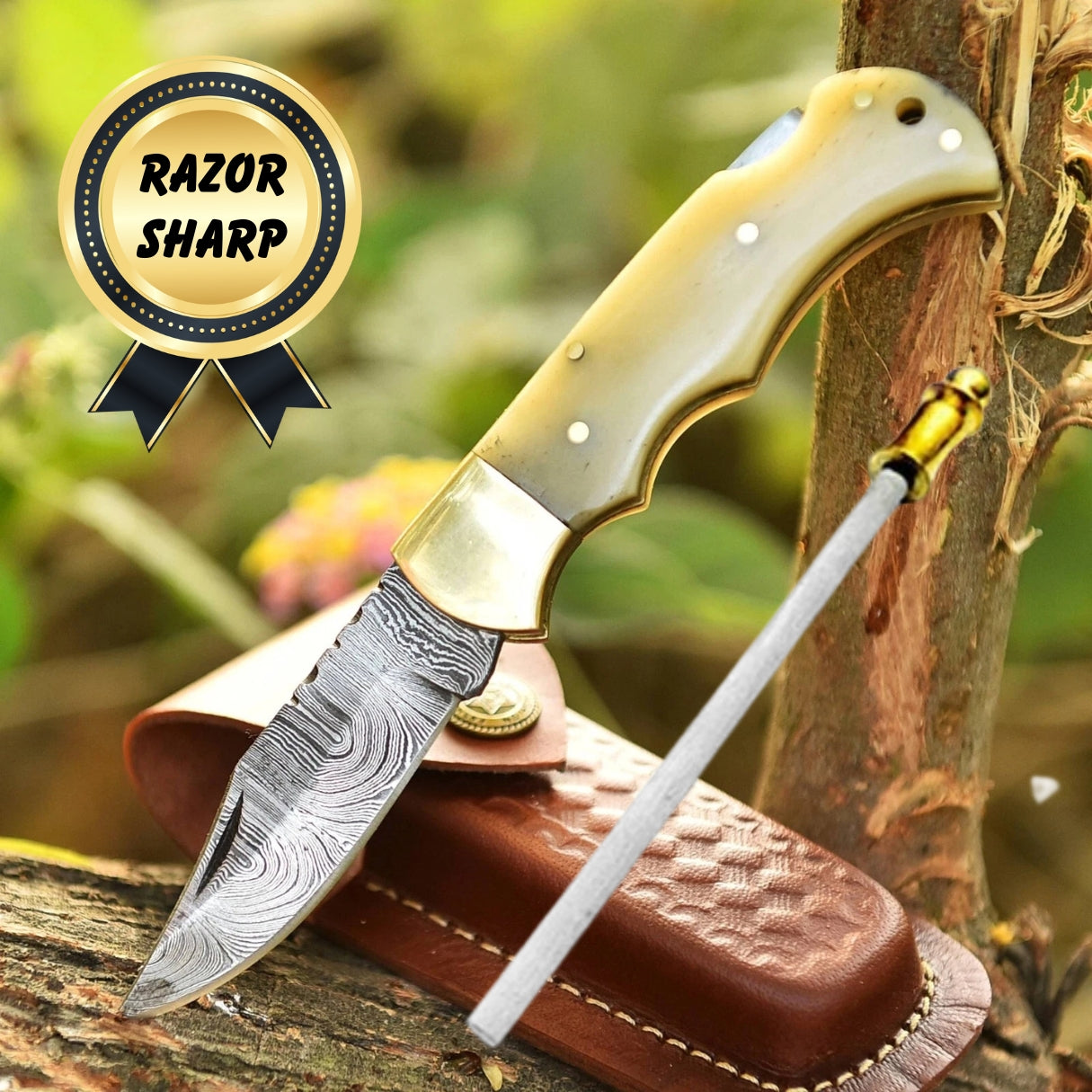 Bone Handle Gifting Folding Pocket Knife Handmade