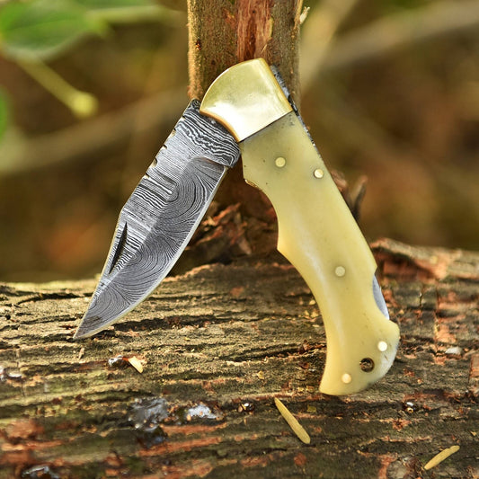 Bone Handle Gifting Folding Pocket Knife Handmade