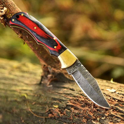 Handmade Best Folding Knife Gift – Brown Wood Handle