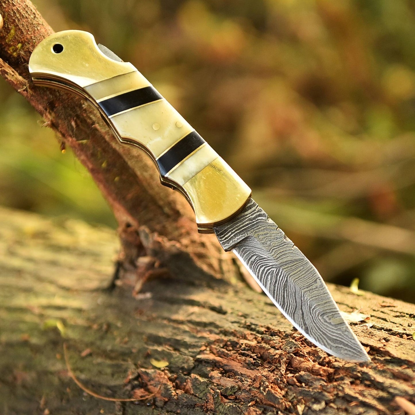 Handmade Pocket Knife Gift – Bone & Wood, Camping Tool