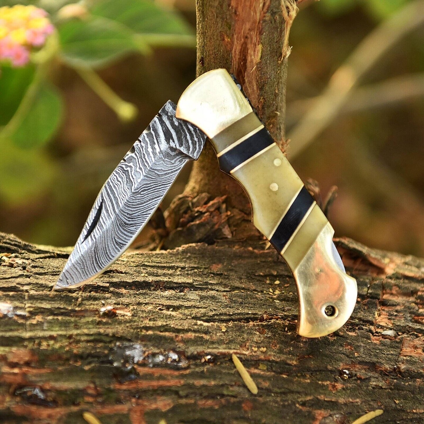 Handmade Pocket Knife Gift – Bone & Wood, Camping Tool