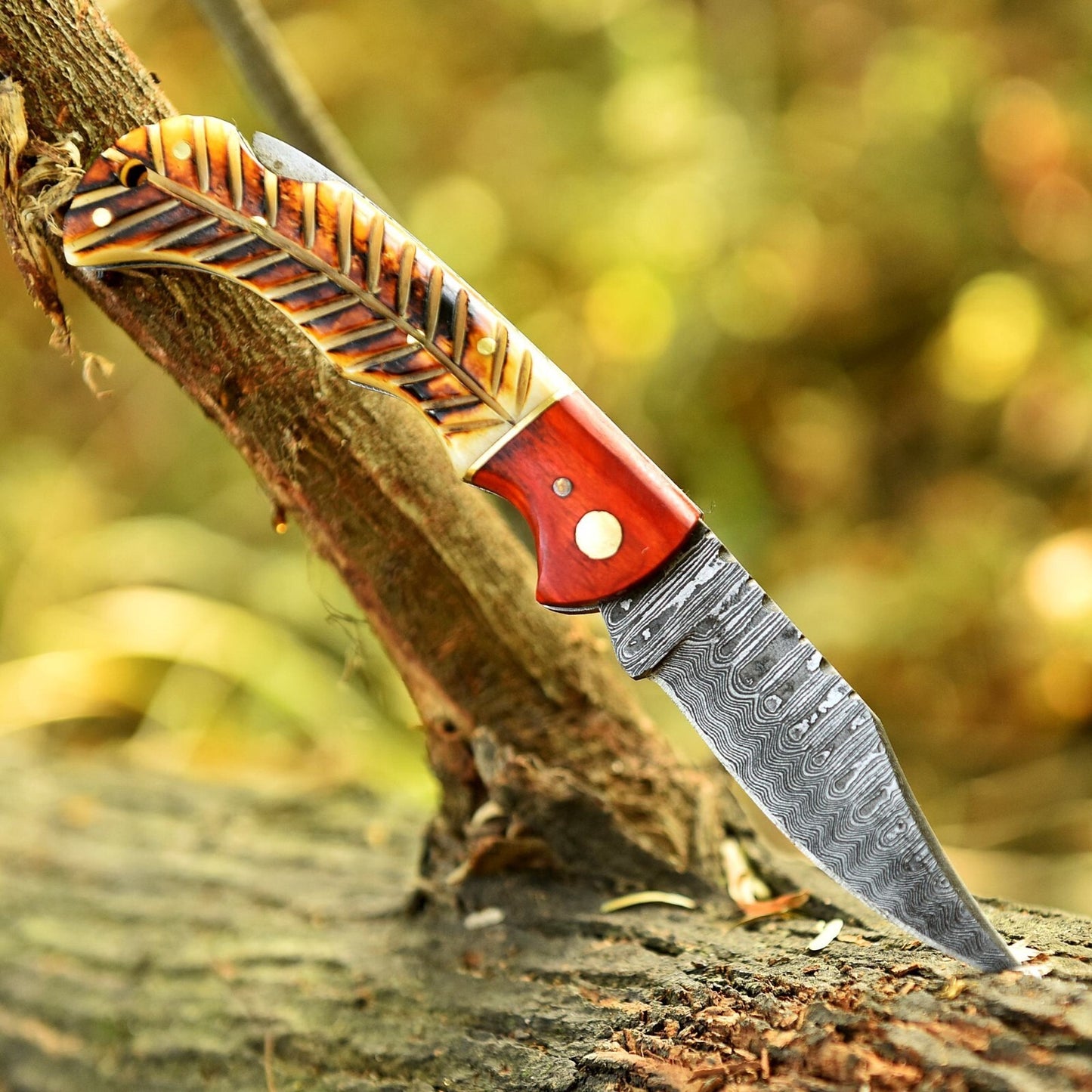 Best Groomsman Gift Handmade Damascus Steel Folding Knife