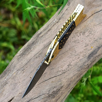 Damascus Steel Pocket Folding Knife