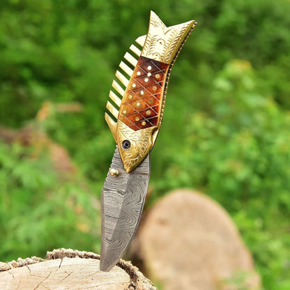 Pocket Folding Damascus Knife