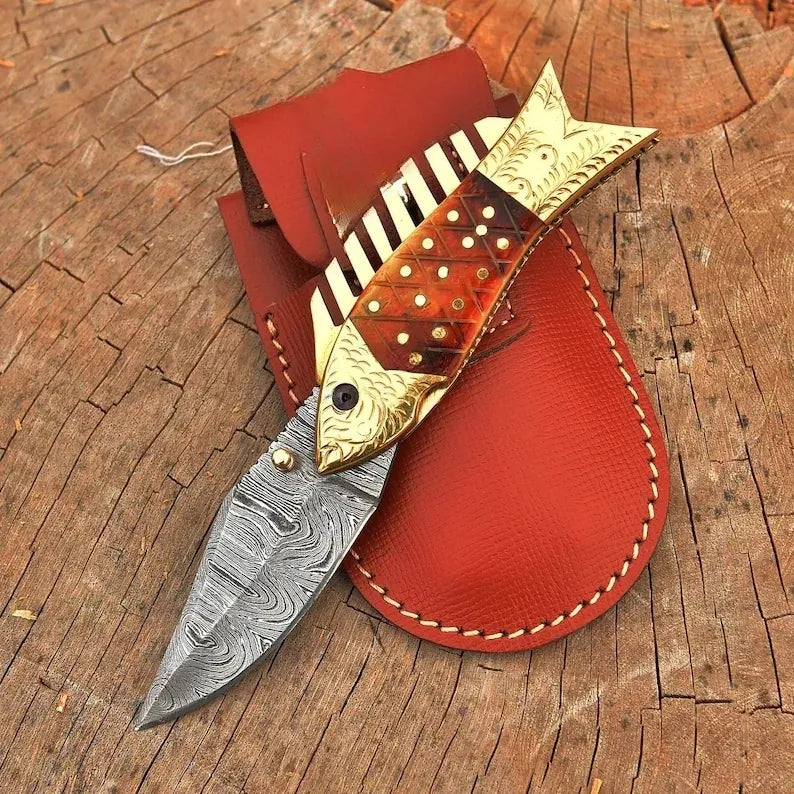 Pocket Folding Damascus Knife