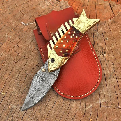 Pocket Folding Damascus Knife