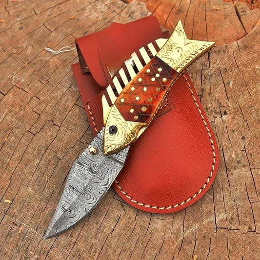 Pocket Folding Damascus Knife