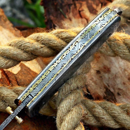 Damascus Steel Pocket Knife In Three Variations