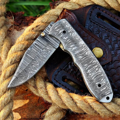 Damascus Steel Pocket Knife In Three Variations