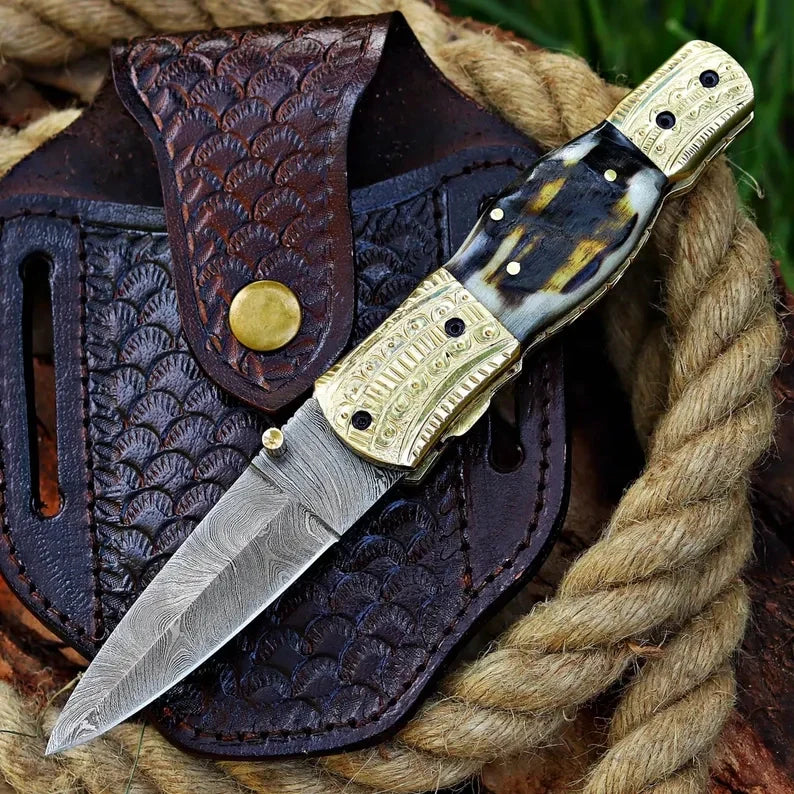 Damascus Steel Pocket Knife In Three Variations