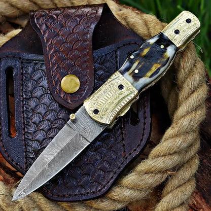 Damascus Steel Pocket Knife In Three Variations