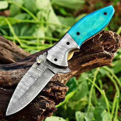 Damascus Steel Pocket Knife In Three Variations
